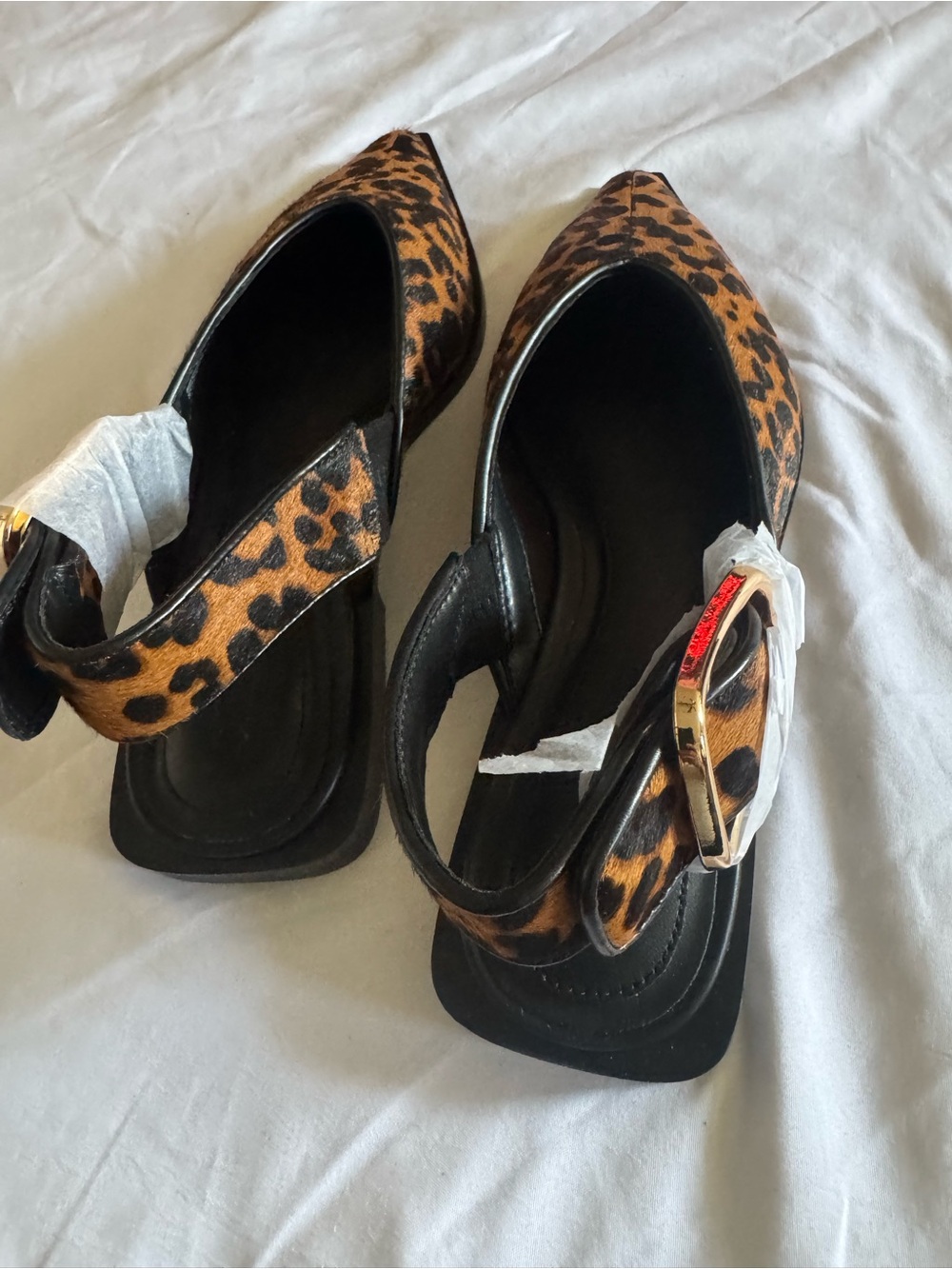 Leopard Print Pointed Toe Slingback Flats - Women - Picture 2 of 12
